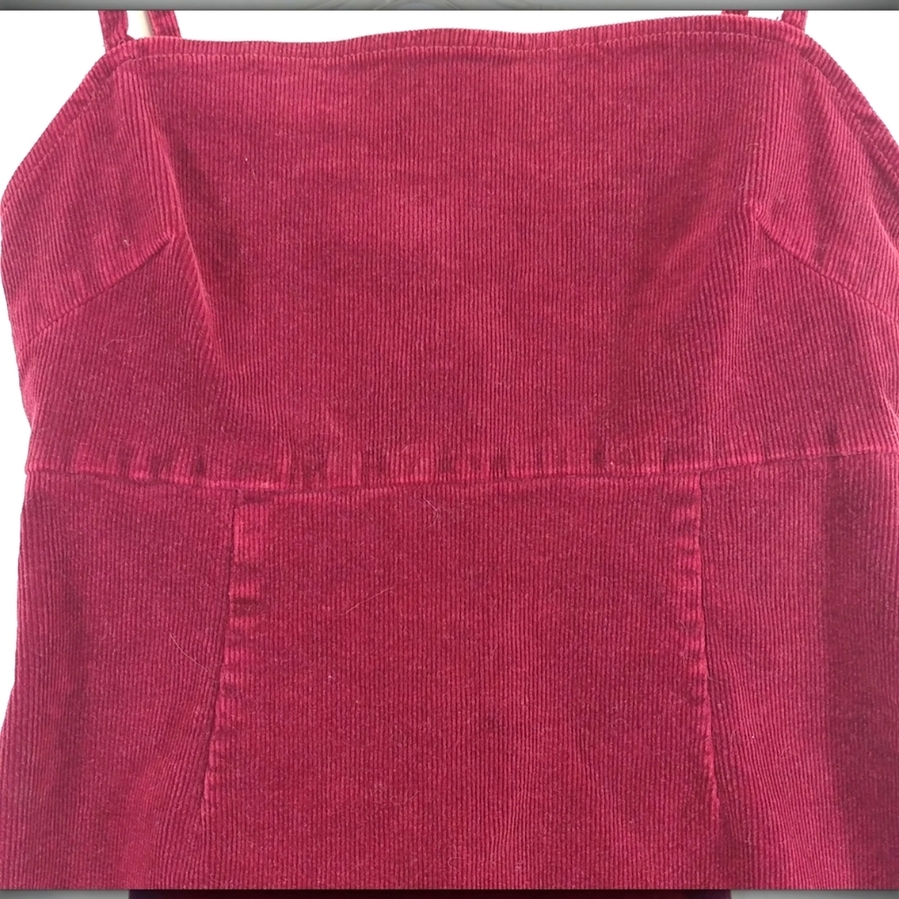Pacsun Women' Burgundy Corduroy Pinafore Y2K Summer Mini Dress Size S - Picture 3 of 10